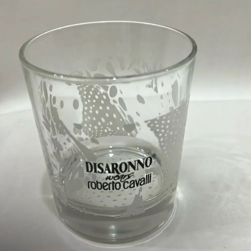 Disaronno Wears Robert Cavalli Rocks Glass 4 In Tall 3 1/4 Round 12 Oz Tumbler